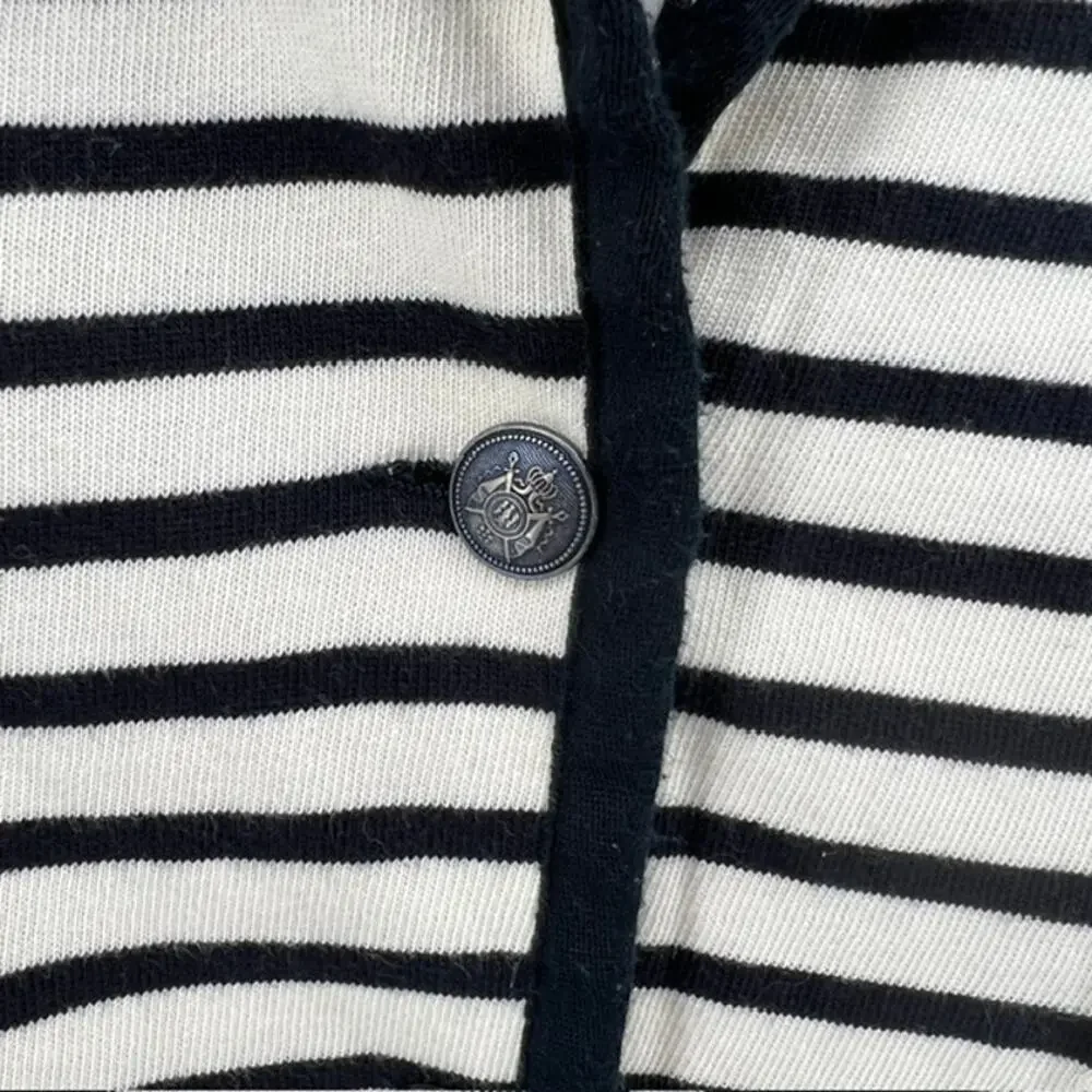 Saint James Depuis 1889 Nautical Striped Cotton Blazer Jacket Womens 8 BlueCream